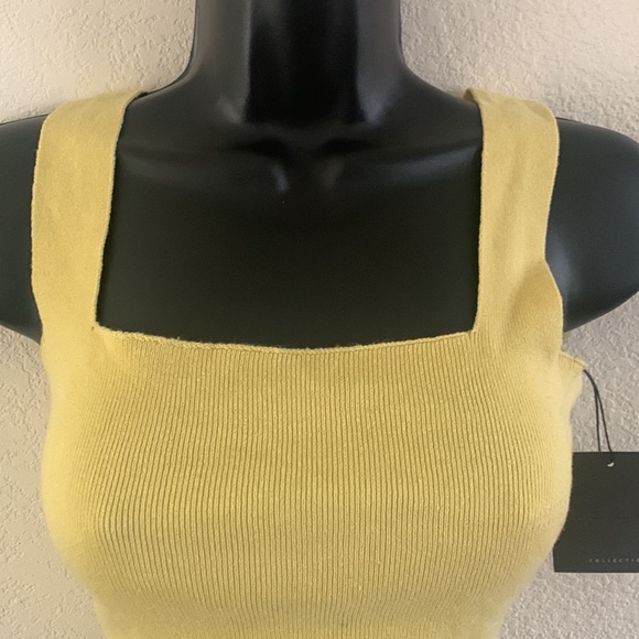 Le Lis Collection Square Neck Yellow Criss Cross Tie Back Crop Top Size M Boutiq - Picture 5 of 10